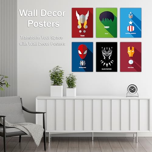 Image of WONDER HUB Wall Posters 8x12 inch (A4 Size) Included Self Adhesive on Back Wall Decor Posters Wall Art For Bedroom, Living room, Office, Dining Room (Superheroes)