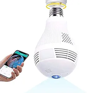 AJUK Full HD 1080P Spy Camera Bulb 360 Degrees Light Bulb Camera CCTV WiFi Panoramic Camera with Two Way Audio and Night Vision