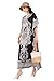 Divine threads -- Women's Kaftan Floral Print/Beach Cover Up/Plus Size V-Neck Loose Kimono Maxi Dress (Black&White, Plus)