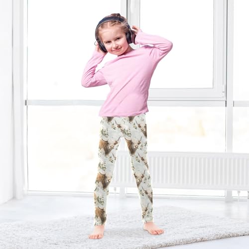 ALAZA Girls' Leggings Children's Yoga Pants Skinny Printed Dance Highland Cattle Comfortable 4T3