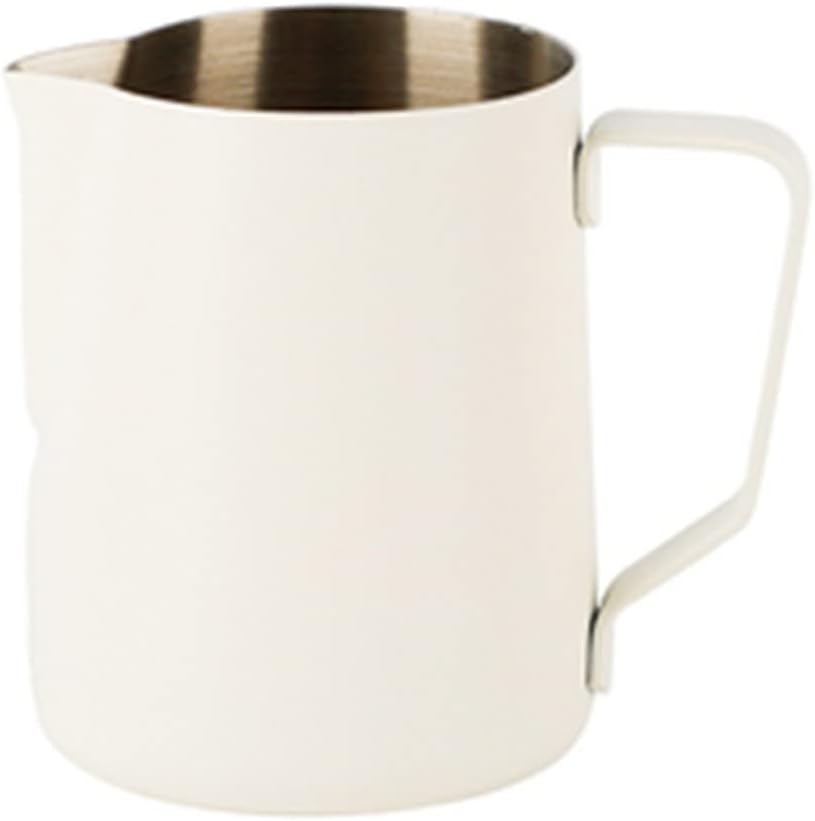 Milk Frothing Pitcher Stainless Steel Coffee Pull Flower Cup 2 Colors for Coffee Latte Art(White,350ml)
