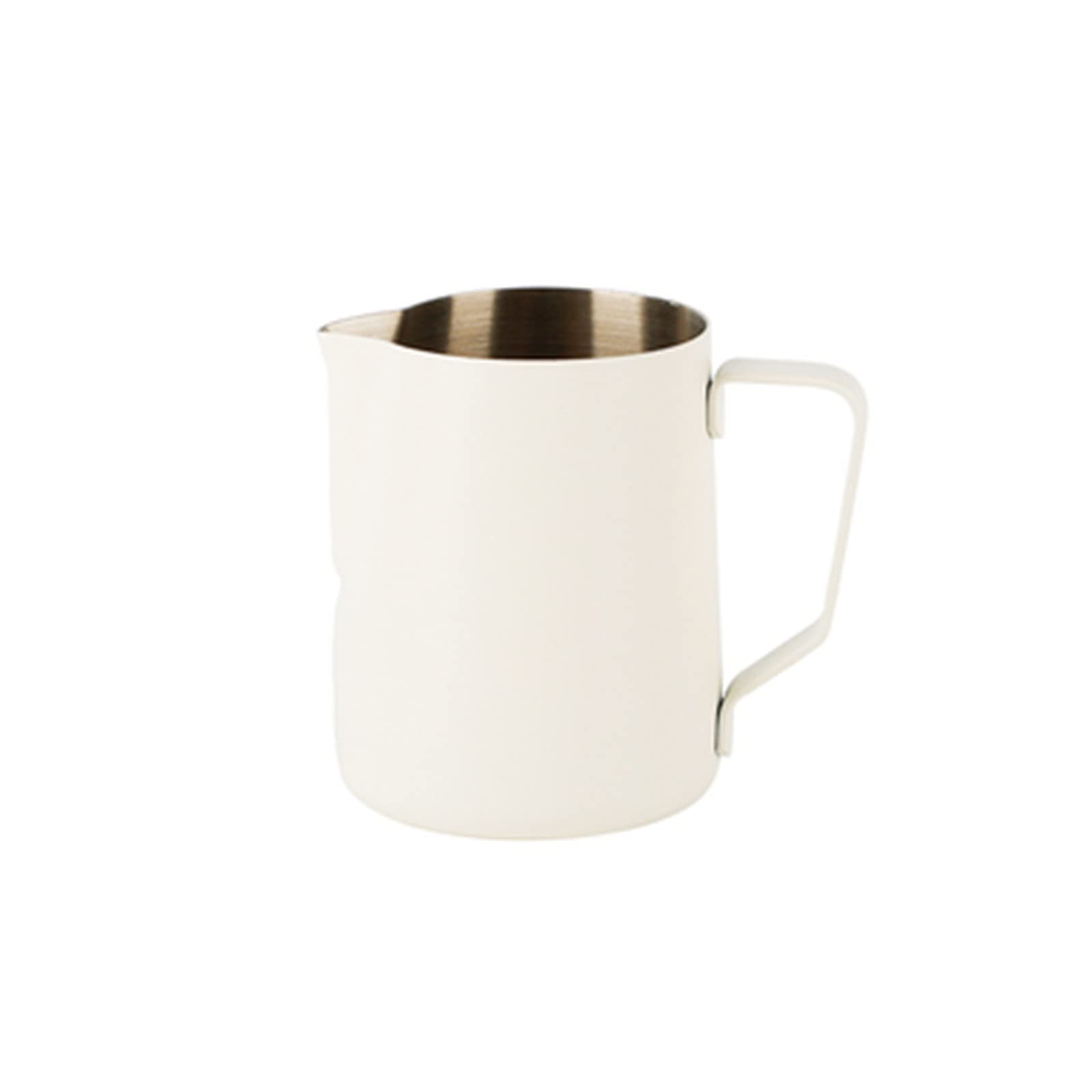 Jarras para Espumar leche Copa de café acero inoxidable flores 2 colores Barista del arte latte(Blanco,600ml)