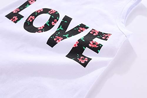 Mud Kingdom Top and Skirt Set for Little Girls Pink Love Letter Print Sleeveless Tank Top Floral Skirt 2 Piece Outfit Size 7-8 — view 5
