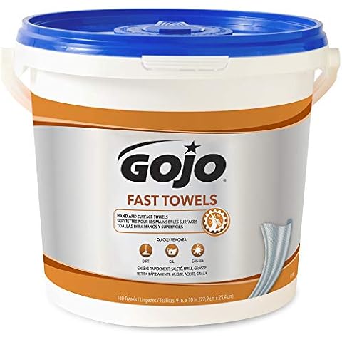 GOJO Fast Towels, Fresh Citrus Scent, 130 Count Multi-Purpose Heavy Duty Textured Wet Towels Bucket (Pack of 1) - 6298-04 Cover