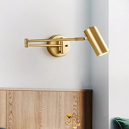 Image of Swing Arm Wall Sconce Adjustable Wall Mount Reading Light Headboard Lamp, Modern Hardwired Sconces GU10 Wall Swivel Spot Lights for Bedroom Bedside Living Room Study