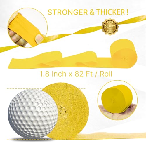 Image of PartyWoo Yellow Crepe Paper Streamers 8pcs 656ft Pack of Pastel Yellow Pearl White Crepe Paper Streamers for Birthday Graduation Engagement Baby Shower Summer Sunflower Little Cutie Party Decorations