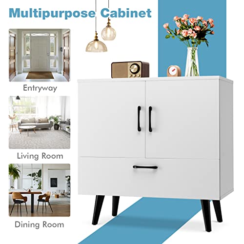 Giantex Storage Cabinet Buffet Sideboard, Accent Cabinet With Doors, Pull-Out Drawer, Freestanding Bathroom Floor Cabinet, Cupboard For Living Room, Entryway Dining Room Bar Cabinet (White) #TOP7