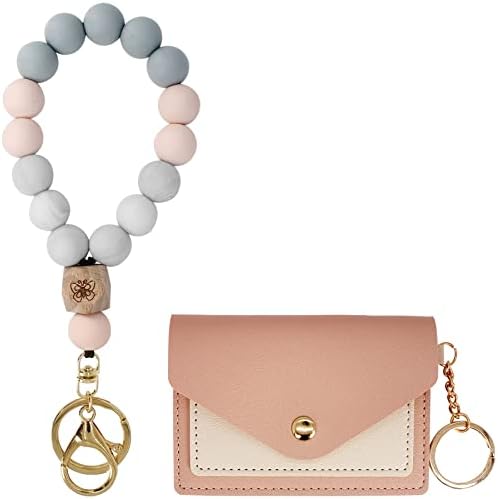 Hisuper Elastic Beaded Wristlet Keychain Silicone Bead Key Ring Bracelet Wristlet Keychain Bracelet Key Ring Bracelet Beaded Silicone Wristlet Keychain for Women Portable Car Key Ring