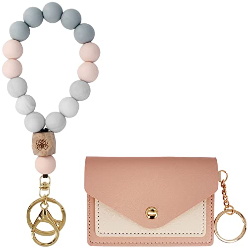 Hisuper Elastic Beaded Wristlet Keychain Silicone Bead Key Ring Bracelet Wristlet Keychain Bracelet Key Ring Bracelet Beaded Silicone Wristlet Keychain For Women Portable Car Key Ring #TOP3