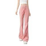 [ｕｒｉｃｃａ＼ウリッカ] L ピンク(ロング丈) パンツ レディース フレアパンツ スウェット 春 スウェットパンツ セミフレア 美脚 ウエストゴム ジャージ 美ライン 大人 カジュアル [郵3]^b483^