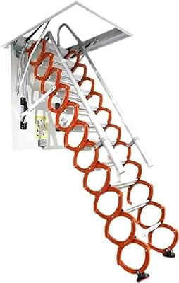 Alloy Attic Access Ladder Concertina Loft Ladder Non-Slip Steps Attic Stairs Ceiling Pull Down Attic Ladder Indoor Electric Folding Telescopic Ladder