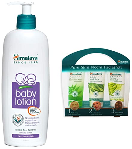 Image of Himalaya Baby Body Lotion, For All Skin Types (400 ml) & Pure Skin Neem Facial Kit (Facewash 50ml, Scrub 50g & Face Pack 50g)
