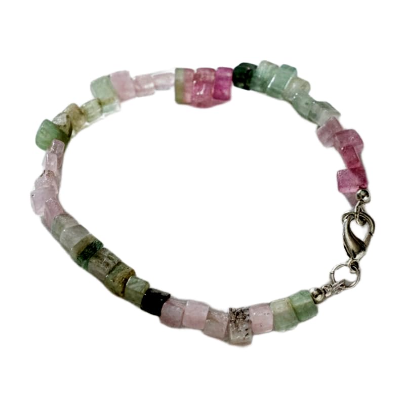 Bracelet en tourmaline naturelle et pierres précieuses éclatantes fait main