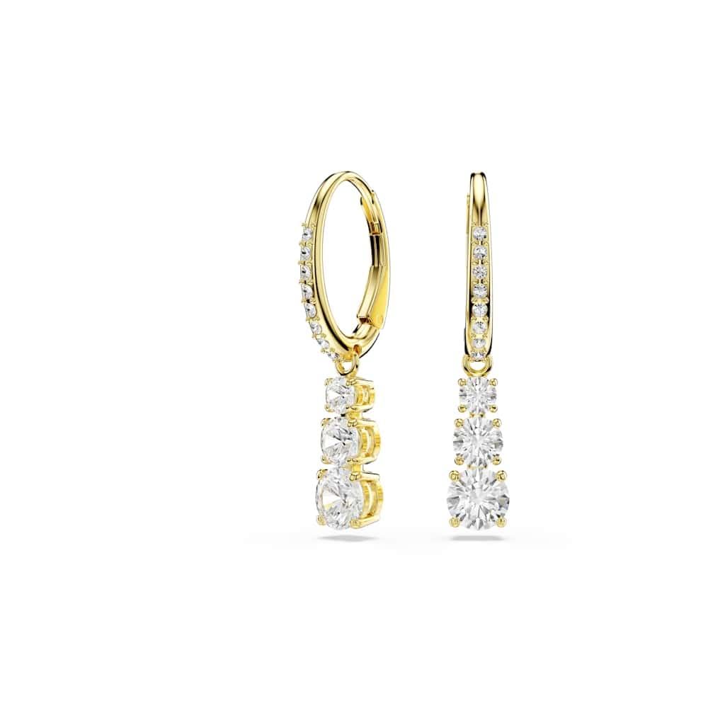 Swarovski Stilla Attract Hoop Earrings, Round cut, White, Gold-tone plated
