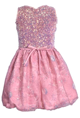 Bonnie Jean Girls Size 4-16 Sequin Bonaz Bubble Hem Dress2