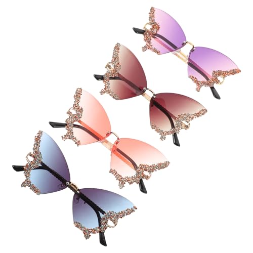 Lunettes de soleil sans monture pour femmes lot de 4 paires rétro vintage TOYANDONA