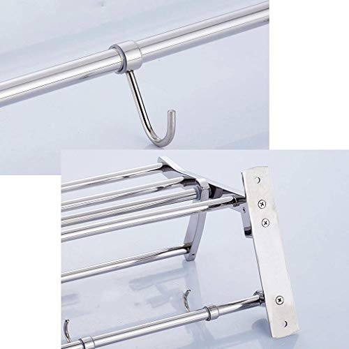 Porte-serviette salle de bain 2 niveaux en inox chic de 50cm