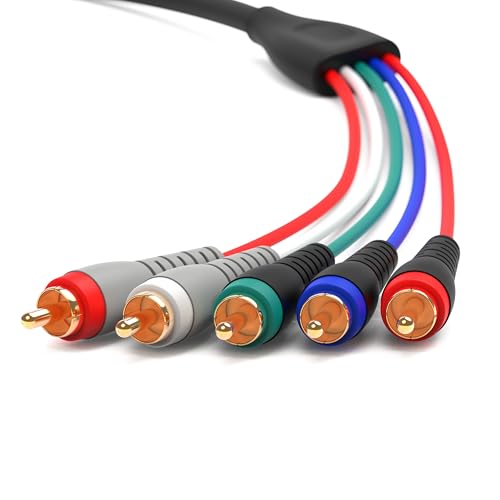 BlueRigger Component Video Cable with Audio (25FT, RCA- 5 Cable, Supports 1080i) - Compatible with DVD Players, VCR, Camcorder, Projector by BlueRigger - Used condition - US$7.43