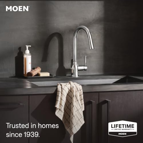 Image of Moen Adler Chrome Motionsense Wave Sensor Touchless One Handle Pulldown Kitchen Faucet Featuring Power Clean, 87233EWC