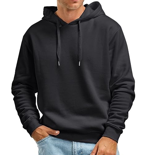 Men Hoodie Sweatshirt Casual Solid Color Hooded Sweater No Pockets Top Color Hoodie Men