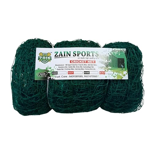 Image of Zain Sports 5x10FT Cricket Practice Net, Nylon Green Batting Net with 0.75mm Thickness, Best Sports Net for Soccer, Golf, Hockey, Handball, Durbale Nylon for Timeless Training