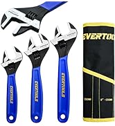 Evertools 3-piece Adjustable Wrench Set with Organizer bag, 6-inch&8-inch&10-inch Cr-V Steel Wren...