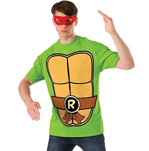 Nickelodeon Ninja Turtles Shirt With Mask and Raphael, Green, Large