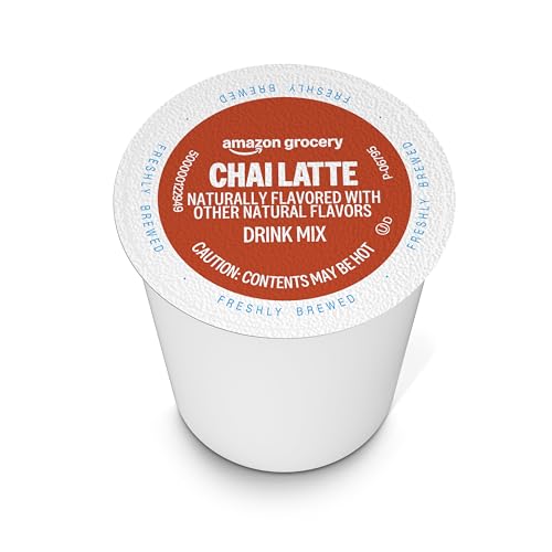Image of Amazon Brand - Happy Belly Tea Pods Compatible with 2.0 K-Cup Brewers, Chai Latte, 24 Count (Previously Solimo)