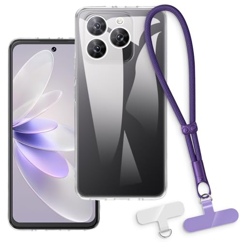 OAGELIM 2-in-1�ی�P�[�X�ƃ��X�g�X�g���b�v Cubot Note 60 �Ƃ̌݊������� ���O���\�ȃ��j���[�h�t���d�b�J�o�[�A����~�ߕ����h�~�O���b�v�n���h�� (�N���A + �p�[�v��)