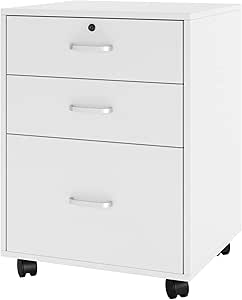 Cassettiera Ufficio 3 Cassetti Con Serratura - Con Rotelle 39x48x59cm - Bianco - Foto 4