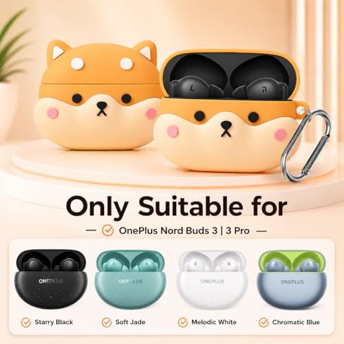 Image of New Silicone Case Compatible with Oneplus Buds Nord 3 Pro (2024) Protective Soft Silicone 360 Full Protection Dust-Proof Shockproof Case Cover with Hook (Cover Only) (Shiba Dog)
