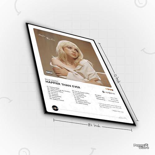 Image of Thepaper9store Pack of 8 Billie Eilish Album Posters (8.4 x 12 Inch) with Adhesive Tape | Music Wall Decor | Posters for Bedroom, Office