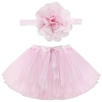Musuntas Baby Prop Fotografie Kostüm - Foto Outfits Tütü Rock Pettiskirt Mit Blumen Stirnband (Pink)