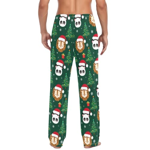 Christmas Animals Men's Pajamas Pants Cotton Sleep Bottoms Pants Lounge Sleepwear - S3