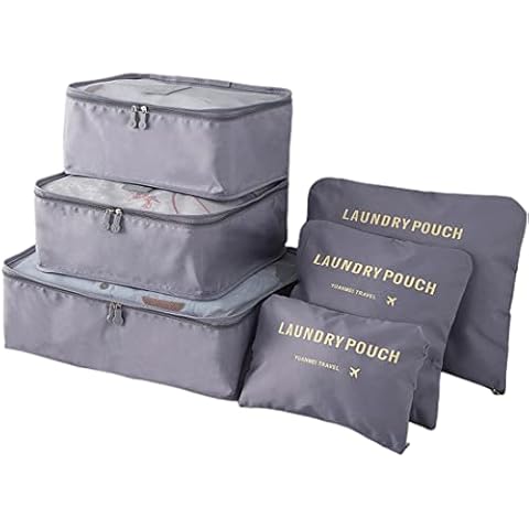 M-jump 6 Set Travel Storage Bags Multi-functional Clothing Sorting Packages, Travel Packing Compression Pouche, Luggage Organizer Pouch (grey) Cover