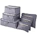 M-jump 6 Set Travel Storage Bags Multi-functional Clothing Sorting Packages, Travel Packing Compression Pouche, Luggage Organizer Pouch (grey)