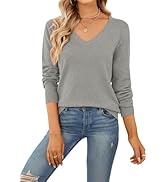 QUALFORT Women's Sweaters Long Sleeve Soft Lightweight Basic Knitted Pullover Sweater