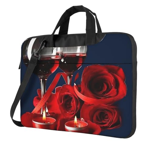 Sac pour ordinateur portable à imprimé rose vin rouge bougie