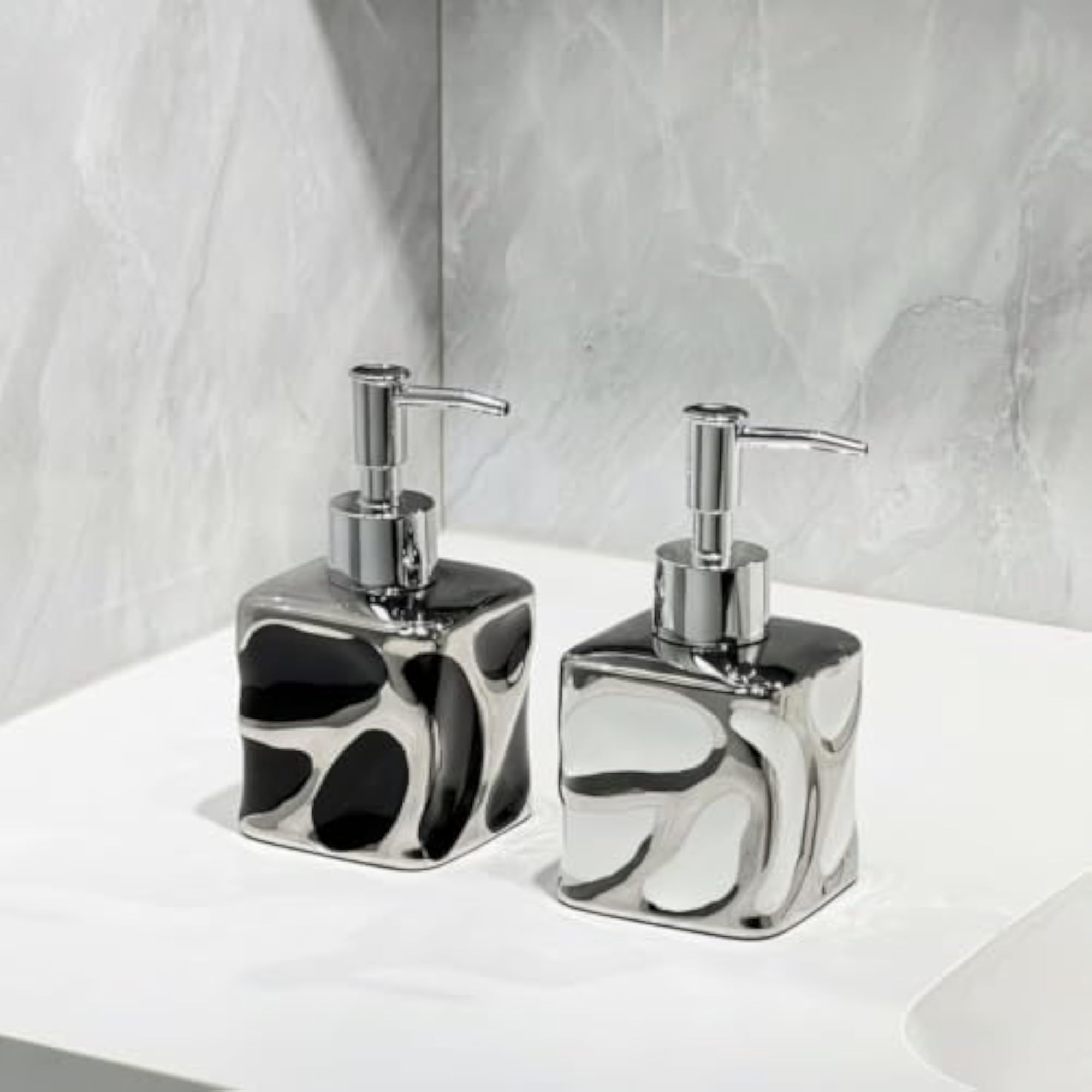 Marbled Ceramic Lotion Dispenser, Large Size