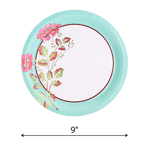 Jinqiu Paper Plate | Disposable Green Flower Plates | 7In Or 9In Lunch Or Light Dinner Size | Microwave-Safe Durable Plates | Bulk For Party #TOP1