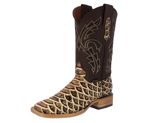 Texas Legacy Mens Sand Cowboy Boots Anaconda Snake Print Leather Square Toe