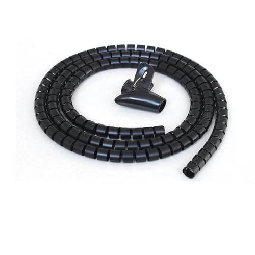 Funda de Cable, Tubo protección, Organizador Tubos ordenados con Envoltura en Espiral, Funda Protectora Banda plástico línea 1 Metro(Black,22mm Inside Diameter)
