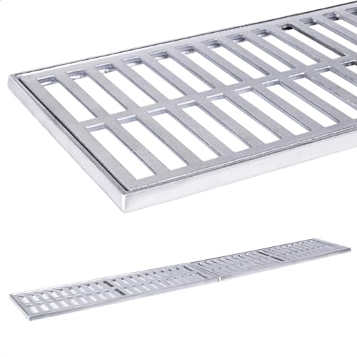 Ralo Linear Pluvial com Grelha e Aro Suporte em Alumínio 15x100cm