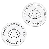 LEEQBCR 2 Piezas Moneda de Decisión para Recién Nacido, Regalo para Mamá y Papá, Regalo de Bautizo para Niña, Regalo para Bebé Que Toma una Decisión (Plateado)