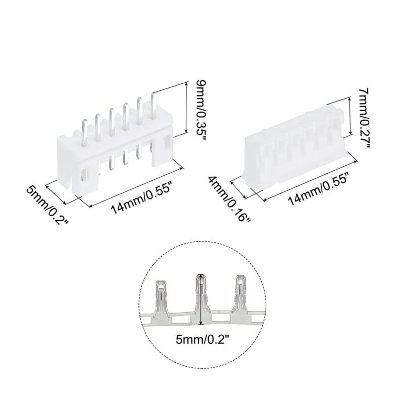Tool parts 2mm Pitch Connector 6 Pin Male Socket 6-Pin Housing Crimp DIP - 800pcs