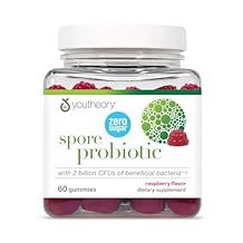 Youtheory Spore Probiotic Gummies - Supplement for Gut Health Support* - with Bacillus coagulans is-2 - Supports Diarrhea Relief & Regular Bowel Movement* - Sugar Free - 60 Gummies 30-Day Supply