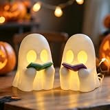 DAZONGE 2Pack 3D Printed LED Reading Ghost Halloween Decorations Indoor