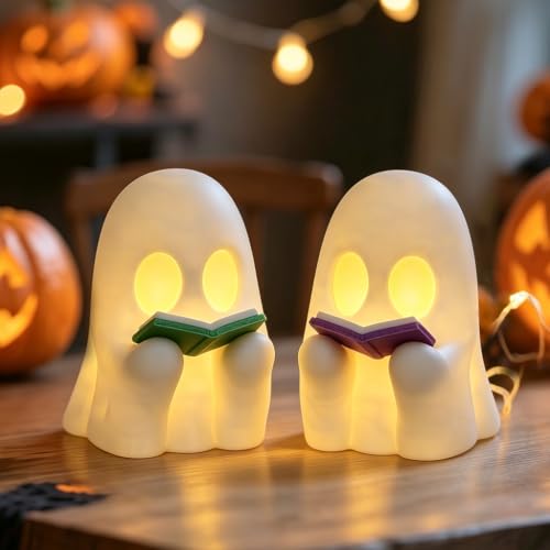 2Pack 3D Printed LED Reading Ghost Halloween Decorations Indoor - image 1