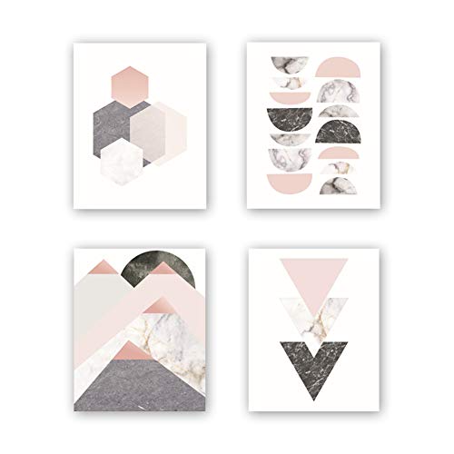 KARTME - Póster de arte abstracto sin marco, diseño de triángulos, arte moderno de mediados de siglo, juego de 4 unidades (20,3 x 25,4 cm) Cover