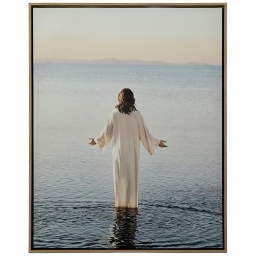Hobby Lobby Jesus Walking On Water, Religious Wall Art Canvas, Wood Frame, 29 x 23 inches, Spiritual Home Decor